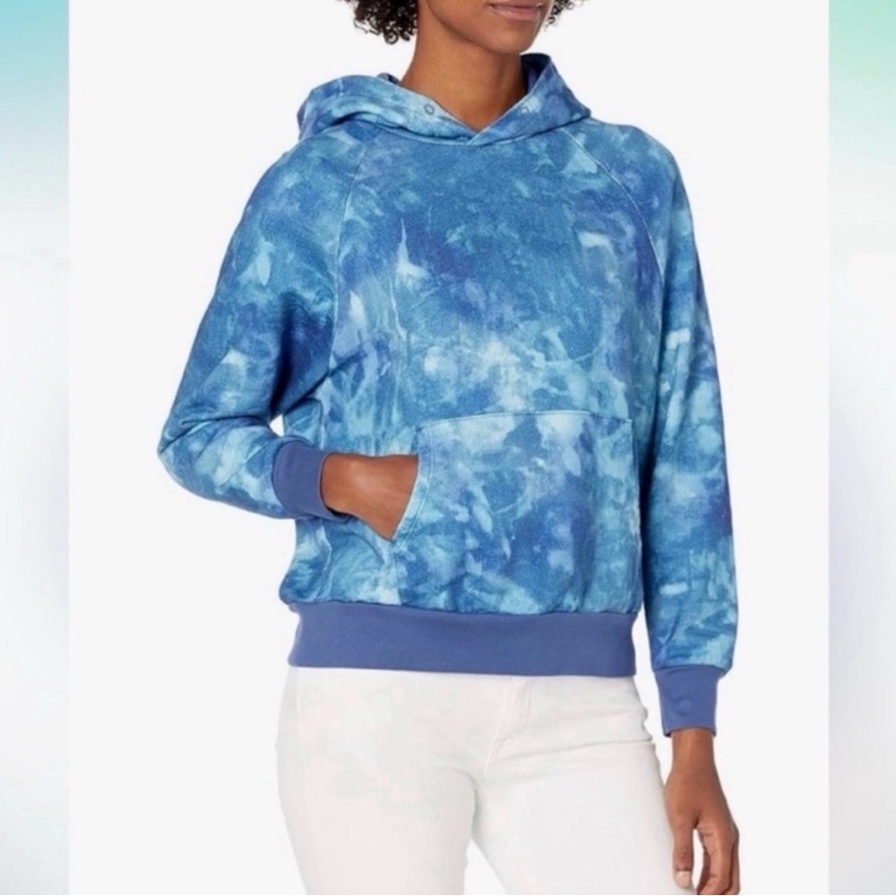 AG Adriano Goldschmied Cali Blue Fitted  Hooded Tie-Dye Sweatshirt- Small - NWT